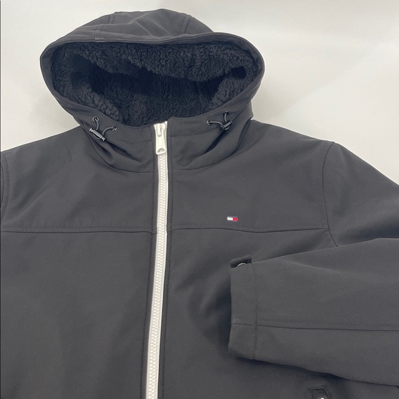 Tommy Hilfiger Men's M Soft Shell Sherpa Lined Hooded Black Performance Jacket - Picture 9 of 12